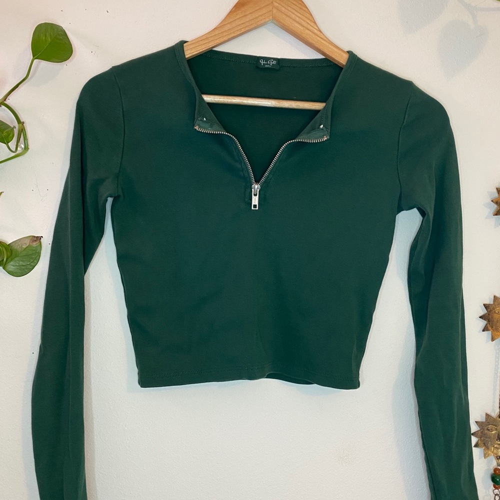 Green Long Sleeve Brandy Crop